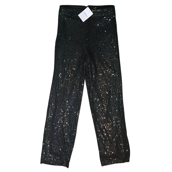 NEW Black Sequin High-Rise Wide-Leg Pants Size S‎ Back Zipper - Picture 6 of 11